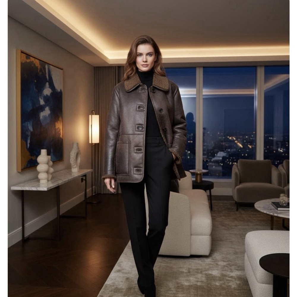 Jasun wu reversible Jacket with Faux Shearling Collar - Picture 3 of 7